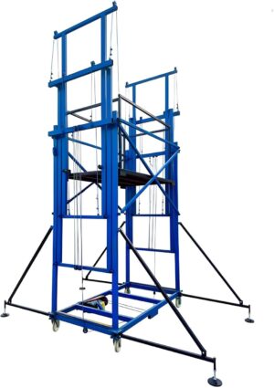 Elektrische mobile Gerüsthebebühne, 500 kg Tragkraft, 13 m Hubhöhe, verstellbares Drahtseil-Hebegerüst mit PA1500-Winde und Ausleger-Schutzgeländer