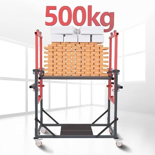 Elektrische Gerüsthebebühne, mobile rutschfeste Hebetischleiter, 500 kg Tragkraft, für Deckenreinigung und Malerarbeiten (Höhenverstellung: 5 m) - Image 2