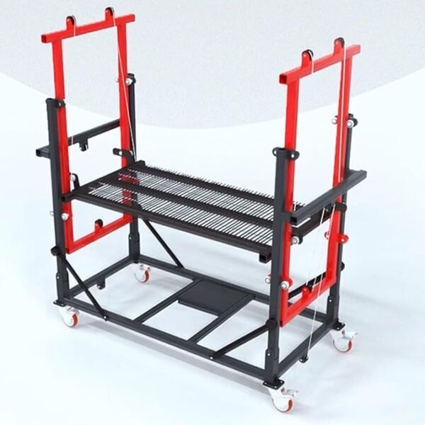 Elektrische Gerüsthebebühne, mobile rutschfeste Hebetischleiter, 500 kg Tragkraft, für Deckenreinigung und Malerarbeiten (Höhenverstellung: 5 m) - Image 3